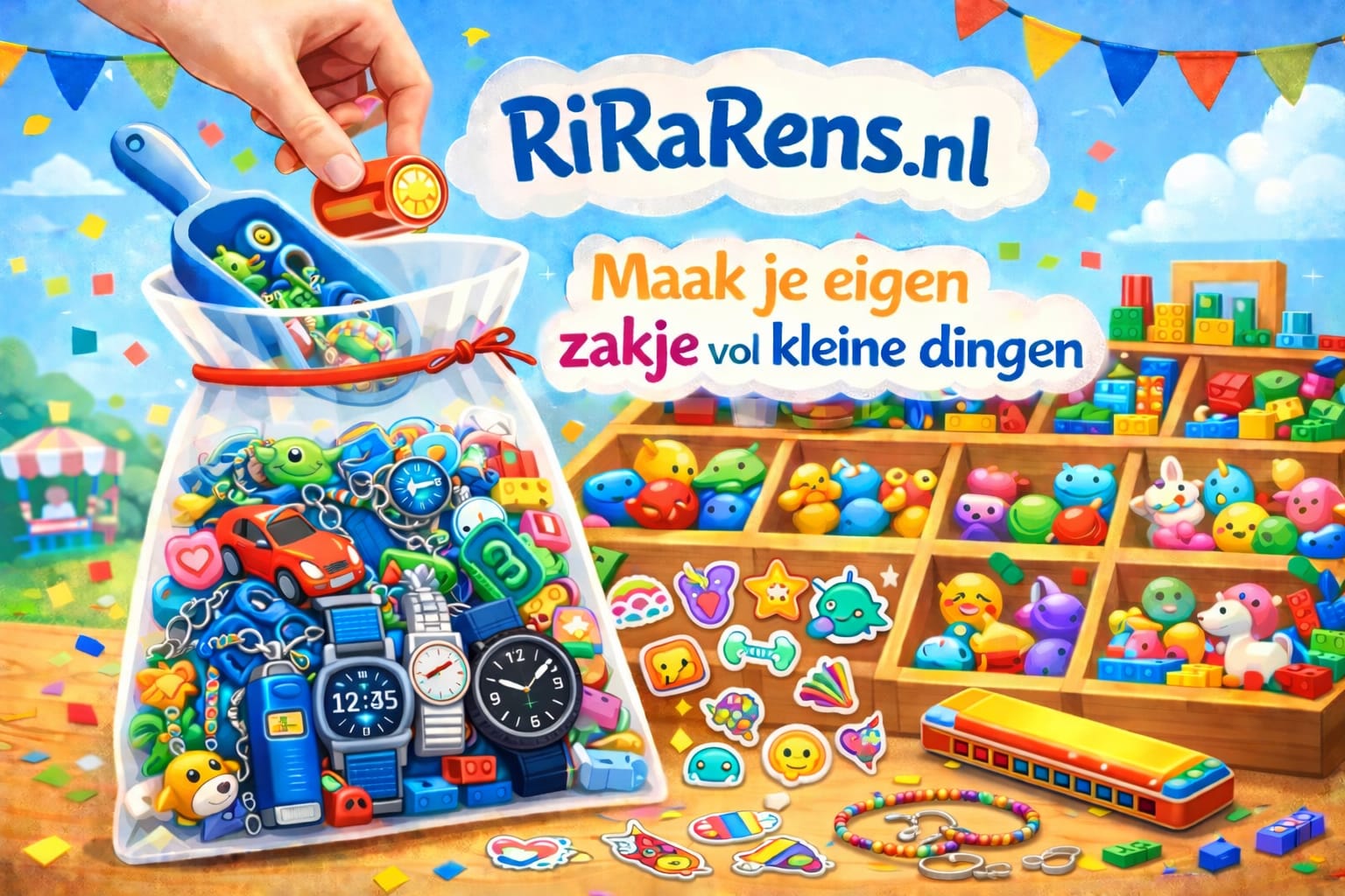 Een kleurrijke verzameling speelgoed en kleine verrassingen van Rirarens
